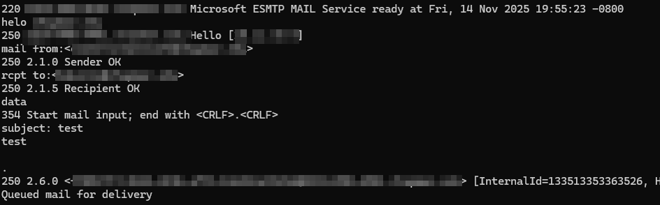 Telnet screenshot